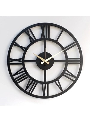 Empressco 40 cm Siyah Metal Roma Rakamlı Sessiz Dekoratif Duvar Saati