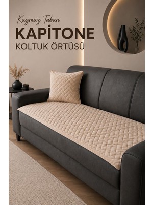 Empressco Kapitone Çekyat Koruyucu, Kaymaz Taban 70X190 cm Krem Renk