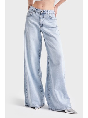 It's Basic Kadın Snow Kot Rengi Hera 17S5-3 Palazzo Fit Denim Pantolon