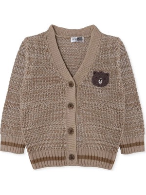 Hellobaby Erkek Bebek Triko Hırka Hayvan Baskılı Düğmeli V Yaka Long Sleeve