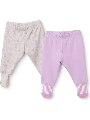 Hellobaby Kız Bebek 2li Pantolon Çiçek Baskılı Çoraplı