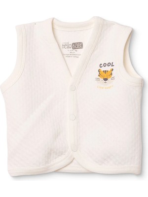 Hellobaby Erkek Bebek Kapitone Yelek Hayvan Baskılı V Yaka Sleeveless