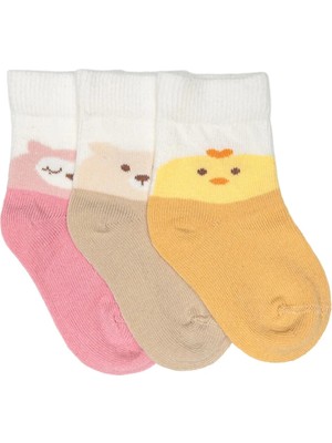 Hellobaby Kız Bebek 3lü Soket Çorap Hayvan Baskılı