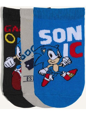 DeFacto Sonic The Hedgehog Lisanslı 3'lü Pamuklu Patik Karma Çorap Erkek Çocuk I4481A8NS