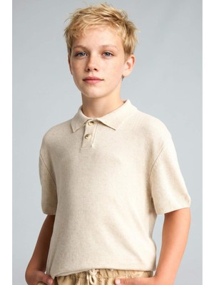 DeFacto Regular Fit Keten Bej Polo Tişört Erkek Çocuk I1061A826AU