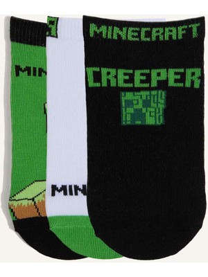 DeFacto Minecraft Lisanslı 3'lü Pamuklu Patik Karma Çorap Erkek Çocuk I1012A8NS