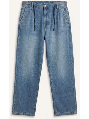 DeFacto %100 Pamuk Yüksek Bel Wide Leg Mavi Pantolon I4460AX26HS