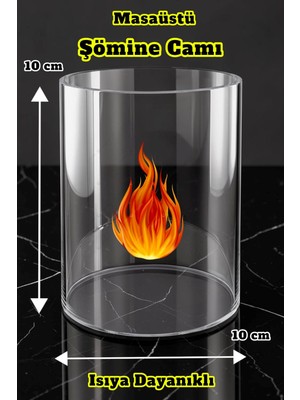 Technow Ateş Çukuru Camı | Borosilikat Isıya Dayanıklı Masa Üstü Şömine Camı 10X10 cm (2,5 Mm)