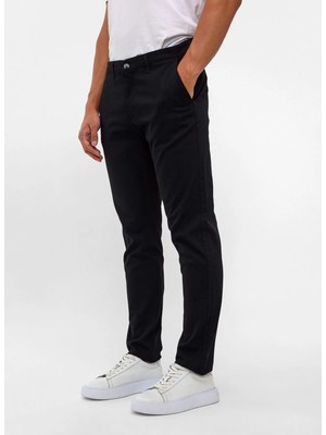 Süvari Siyah Erkek Slim Fit Armürlü Pantolon PN2020500670