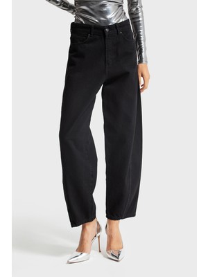 It's Basic Kadın Siyah Renk Venüs Carrot Fit Rahat Kalıp Yüksek Bel Denim Jean