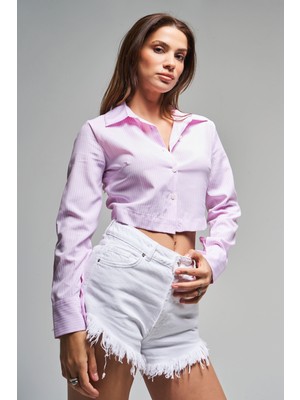 It's Basic Beyaz Luna Mini Kadın Jean Şort