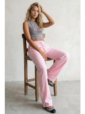 Madmext Pembe  Bol Paça Müslin Kadın Pantolon MG1980