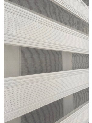Empressco Şık Beyaz Gümüş Sim Detaylı Pliseli Zebra Stor Perde