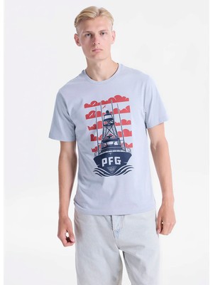 Columbia CS0506 Csc M Pfg Wake Maker Ss Tee Gri O Yaka Baskılı Erkek T-Shirt