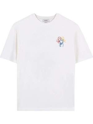 Aleg Ekru Erkek Oversize Slogan Baskılı T-Shirt ALG25022-12 11-0604 T-Shirt Kadeh