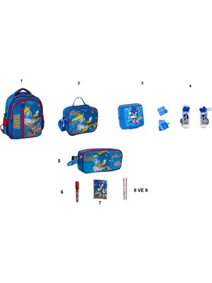 Sonic Ilkokul Çantası Seti (4 Parça)