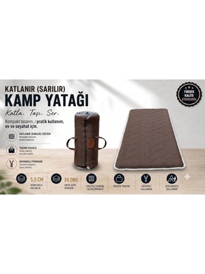 Zish Tekstil Zish Home Flexi Katlanır Kamp Yatağı, 5 cm 24 DNS Sünger Yatak, Karavan, Çadır, Misafir, Yer, Bağ, Bahçe, Yazlık Yatağı, Anne Yanı, Deprem, Taşınabilir Şilte, Araç İçi Minder