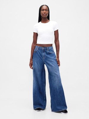 Gap Kadın Mavi Düşük Bel Extra Baggy Jean Pantolon