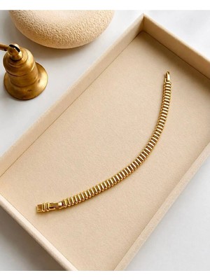 Nisma Accessories Nisma Xuping 14K Altın Kaplama Çelik Bileklik Kararmaz Solmaz Mdl-5