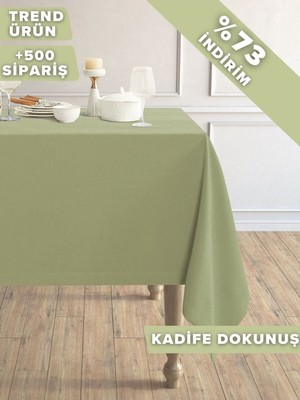 Empressco Kadife Dokulu Ada Çayı Rengi Masa Örtüsü, Şık ve Şeffaf Tasarım