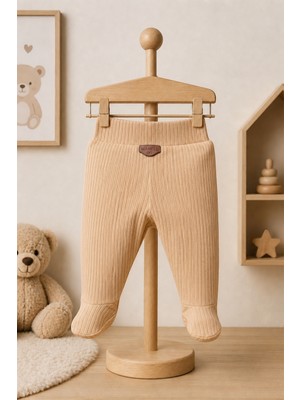 Mahfel %100 Pamuklu Basic Fitilli Bebek Alt Pantolon Krem