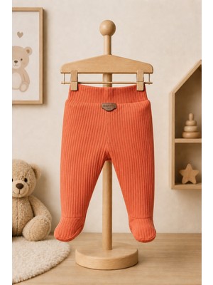 Mahfel %100 Pamuklu Basic Fitilli Bebek Alt Pantolon Kiremit