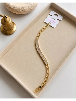 Nisma Accessories Nisma Xuping 14K Altın Kaplama Çelik Bileklik Kararmaz Solmaz Mdl-4
