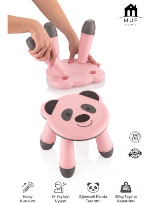 Muf Home Panda Desenli Renkli Sevimli Çocuk Taburesi Banyo Yükseltici Bebek Çocuk Sandalyesi