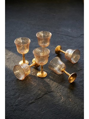Acar Pera Amber Altın Ayaklı 6'lı Kahve Yanı Bardak 80ML