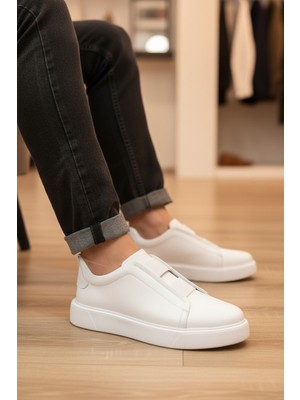Enoch Hakiki Deri Kalın Tabanlı Bağcıksız Lastikli Erkek Sneaker Ayakkabı