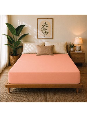 Karden Flower Premium Jersey Somon Fitted %100 Pamuk Penye 100x200+30cm Tek Kişilik Lastikli Çarşaf