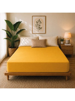 Karden Flower Premium Jersey Sarı Fitted %100 Pamuk Penye 100x200+30cm Tek Kişilik Lastikli Çarşaf