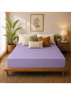 Karden Flower Premium Jersey Lila Fitted %100 Pamuk Penye 100x200+30cm Tek Kişilik Lastikli Çarşaf