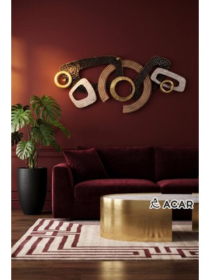 Acar Bronz Altın Soyut Desen Metal Tablo 92X41CM
