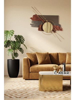 Acar Bordo Altın Soyut Desen Metal Tablo 70X67CM