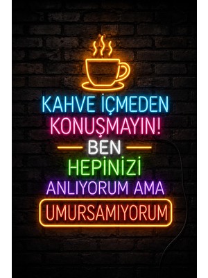 Lucena Neon Kahve Duvar Tablosu Espirili Mdf Dekoratif Duvar Yazısı Kafe Ev Ofis