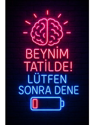 Lucena Neon Espirili Duvar Tablosu Beynim Tatilde Mdf Dekoratif Duvar Panosu