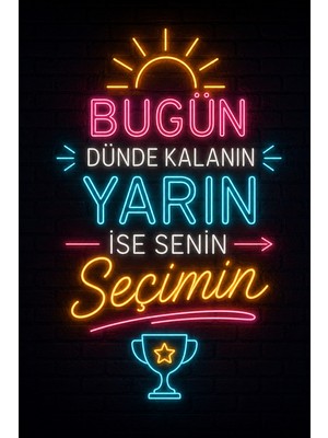 Lucena Neon Motivasyon Yazılı Mdf Duvar Tablosu Dekoratif Ofis Ev Duvar Dekoru