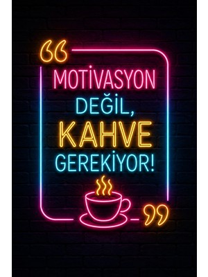 Lucena Neon Kahve Duvar Yazısı Mdf Tablo Dekoratif Ofis Mutfak Kafe Duvar Dekoru