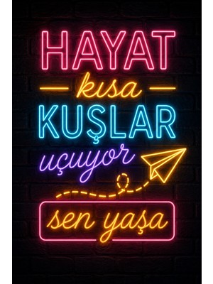 Lucena Neon Motivasyon Yazılı Mdf Duvar Tablosu Modern Dekoratif Duvar Dekoru