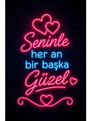 Lucena Neon Romantik Duvar Tablosu Mdf Dekoratif Aşk Yazılı Duvar Dekoru Hediyelik