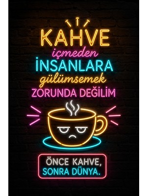 Lucena Neon Kahve Duvar Tablosu Mdf Komik Kahve Yazılı Dekoratif Duvar Dekoru