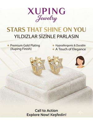 Xuping Jewelry Zirkon Taşlı Yıldız Küpe