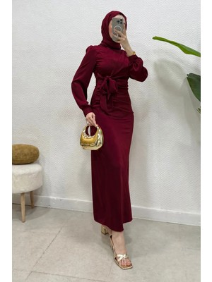 Abiye Diyarı Roya Model Yandan Bağlamalı Saten Abiye-Bordo