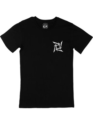  Metallica Ninja Star Cep Logo Tasarımlı Siyah Tişört