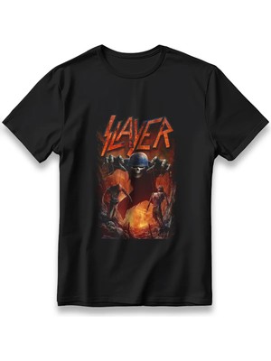 Slayer Rock T-Shirt Unisex %100 Cotton Pamuklu Rahat Regular Baskı Rock Grubu Tişört