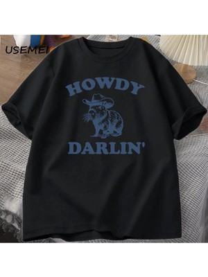  Vintage 90S Komik Kapibara T Shirt Kadın Retro Y2K Estetik Sevimli Howdy Darlin T-Shirt Komik