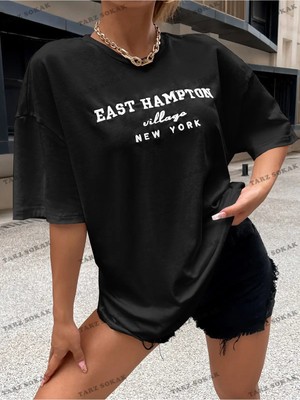  Unisex Bay Damla Omuz Yazılı Nakışlı Üst KOD-1351
