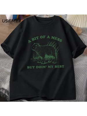  Bir Karışıklık Ama En Iyi Kapibara T-Shirt Erkekler Vintage Tshirt Garip Rahat Pa