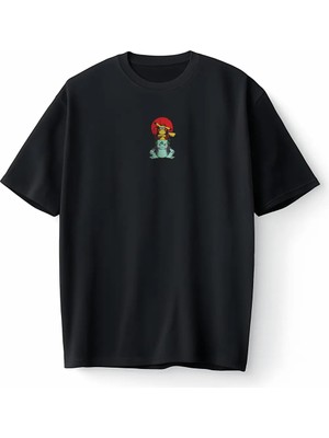  Naruto Pikachu Balbazar Bulbasaur Anime Kızgın Ninja Japanese Oversize Unisex Tişört T-Shirt